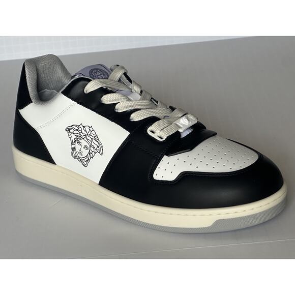 Versace Medusa Men’s Black/White Leather Sneakers 12 US (45) 1013377 IT NIB - Picture 6 of 16